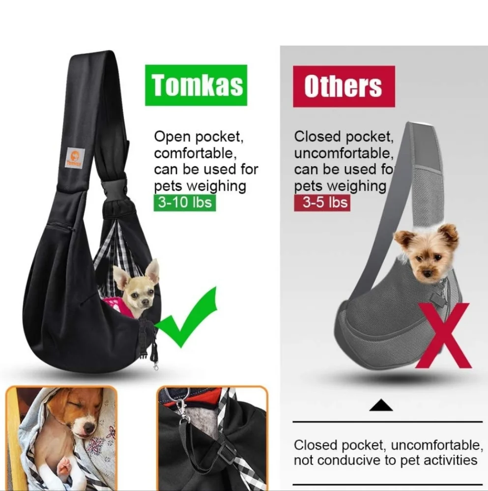Tomkas Black Gingham Dog Sling Carrier